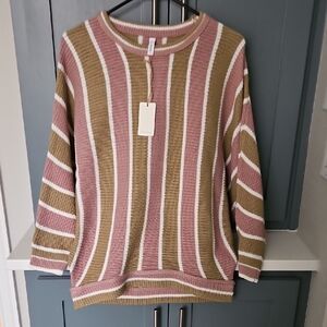 Striped Pink and Olive Sweater